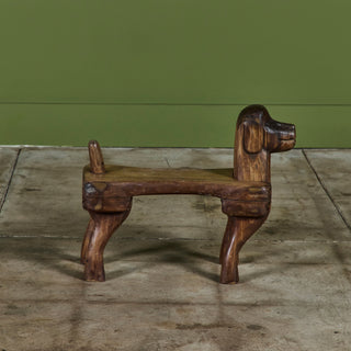 Stephen Huneck Carved Wooden Dog Footstool