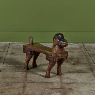 Stephen Huneck Carved Wooden Dog Footstool