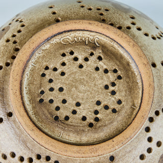 Studio Pottery Colander with Floral Motif