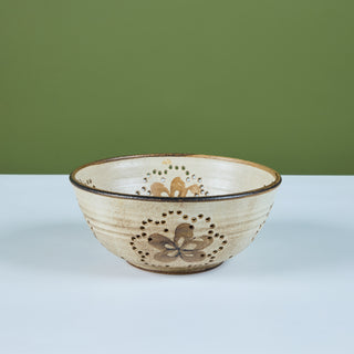 Studio Pottery Colander with Floral Motif