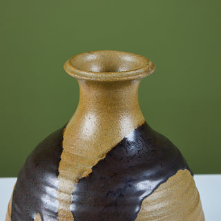 Large Hand-Thrown Stoneware Drip Glaze Vase