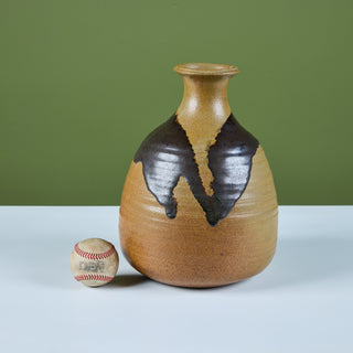 Large Hand-Thrown Stoneware Drip Glaze Vase