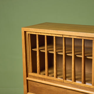 T.H. Robsjohn Gibbings Highboy Secretary with Glass Cabinet for Widdicomb