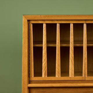 T.H. Robsjohn Gibbings Highboy Secretary with Glass Cabinet for Widdicomb