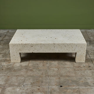 Large Rectangular Texas Cordova Shell Stone Coffee Table