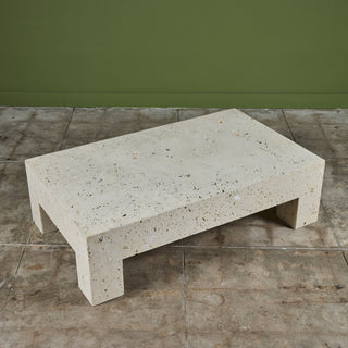 Large Rectangular Texas Cordova Shell Stone Coffee Table