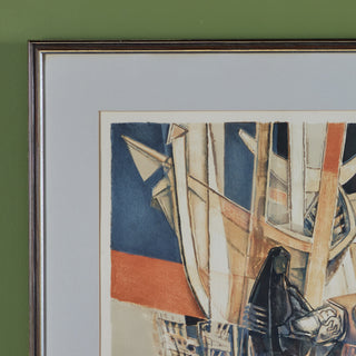 Georges Dayez Femmes Devant un Barque Lithograph