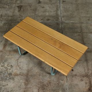 Bronze Patio Beach Table with Wood Top by Walter Lamb for Brown Jordan