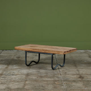 Bronze Patio Beach Table with Wood Top by Walter Lamb for Brown Jordan