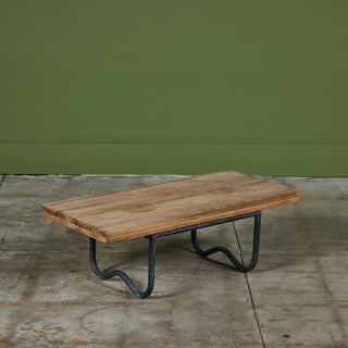 Bronze Patio Beach Table with Wood Top by Walter Lamb for Brown Jordan