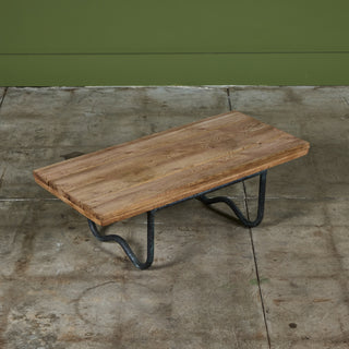 Bronze Patio Beach Table with Wood Top by Walter Lamb for Brown Jordan