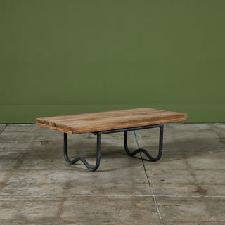 Bronze Patio Beach Table with Wood Top by Walter Lamb for Brown Jordan