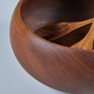 Wood Turned Bowl with Utensils