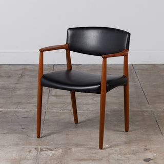 Ejner Larsen & Aksel Bender Madsen Leather & Teak Chair for Willy Beck