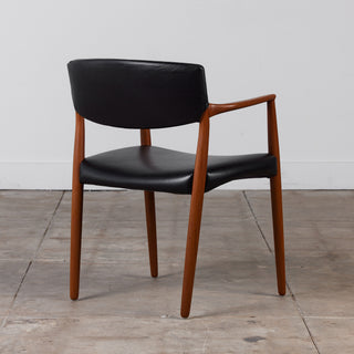 Ejner Larsen & Aksel Bender Madsen Leather & Teak Chair for Willy Beck