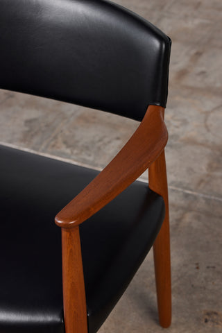 Ejner Larsen & Aksel Bender Madsen Leather & Teak Chair for Willy Beck