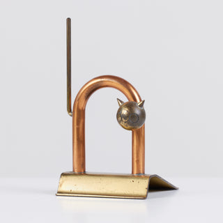 Walter Von Nessen Copper and Brass Cat Door Stop for Chase USA