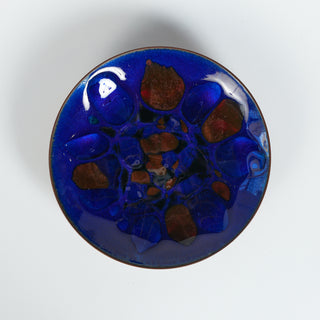 Copper Royal Blue Enameled Plate By Win Ng