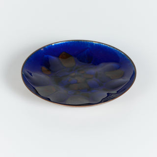 Copper Royal Blue Enameled Plate By Win Ng