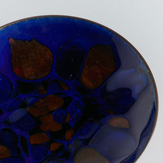 Copper Royal Blue Enameled Plate By Win Ng