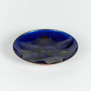 Copper Royal Blue Enameled Plate By Win Ng