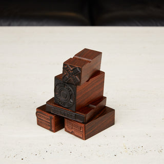 Set of Bruno Munari for Danese Rosewood Rubber Mail Stamps