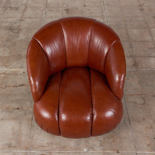 Karl Springer Style Leather Swivel Chair