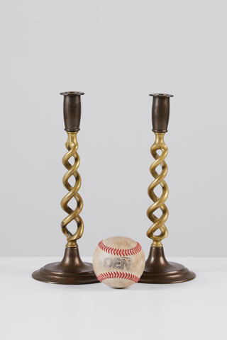 Pair of Brass Barley Twist Candlesticks by Peerage