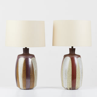 Pair of David Cressey Stoneware Flame Glaze Lamps