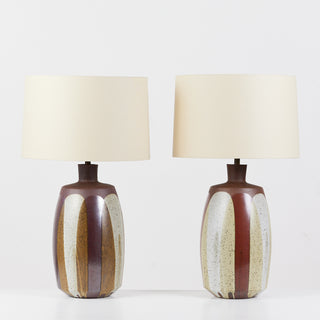 Pair of David Cressey Stoneware Flame Glaze Lamps