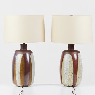 Pair of David Cressey Stoneware Flame Glaze Lamps