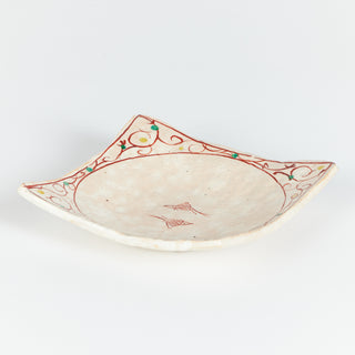 Ceramic Glazed Square Plate with Hand Painted Designs