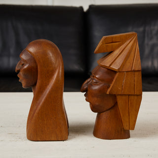 Pair of Wooden Native American Busts