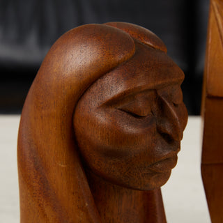 Pair of Wooden Native American Busts